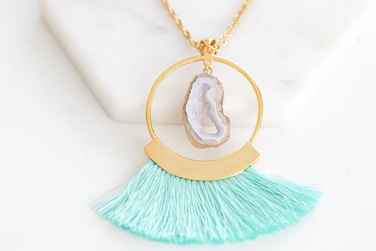 Agate Collection - Mint Fringe Necklace