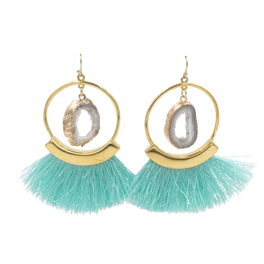 Agate Collection - Mint Fringe Earrings